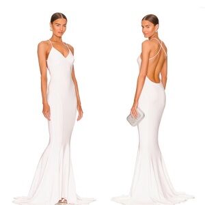 NORMA KAMALI Low Back Slip Mermaid Fishtail Gown